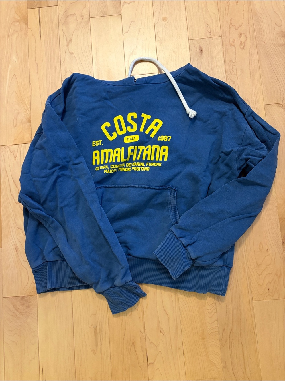 Zara Blue Crewneck Sweatshirt with Yellow Chest Logo